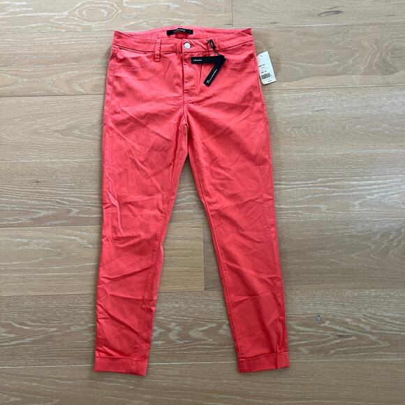 J Brand Anja Clean Cuffed Cropped Skinny Pants Papaya sz 29 NWT - Picture 1 of 5